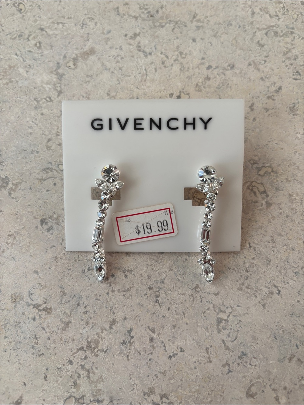 Givenchy Silver Crystal Clip Earrings - Silver